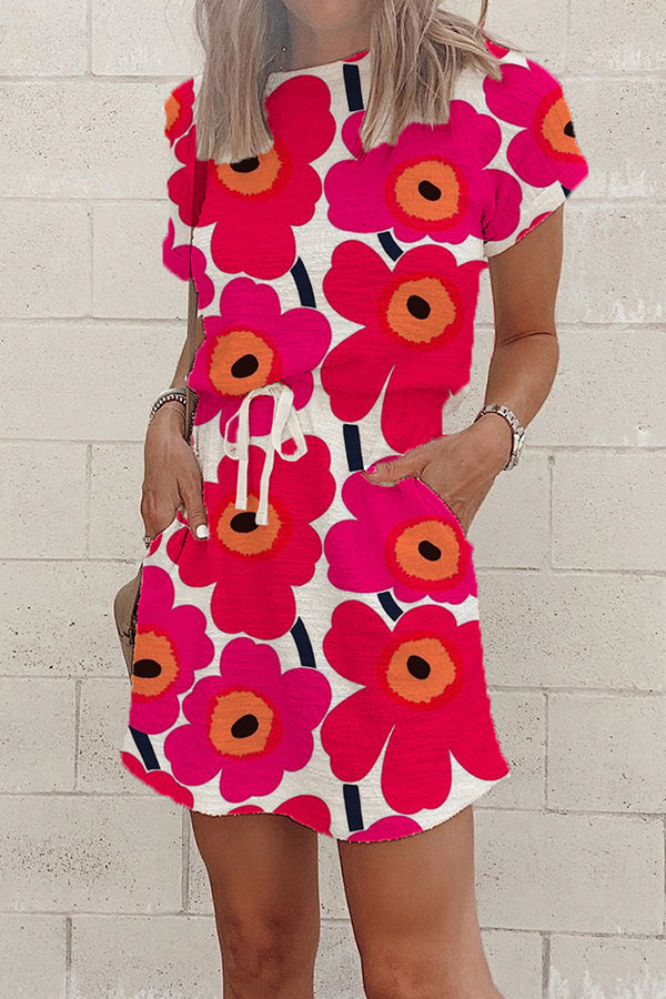 Classic Floral Elastic Waist Dress