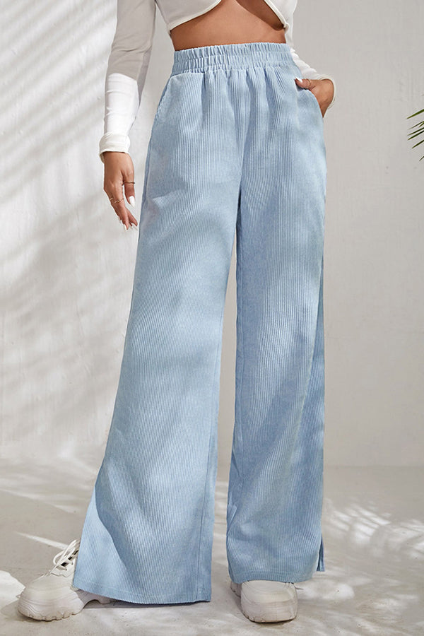 Corduroy Patchwork Slit Hem Trousers