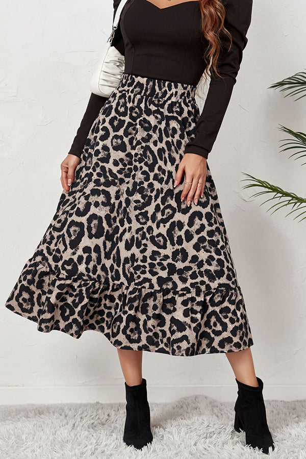 Autumn Personalized Leopard Print Long Skirt