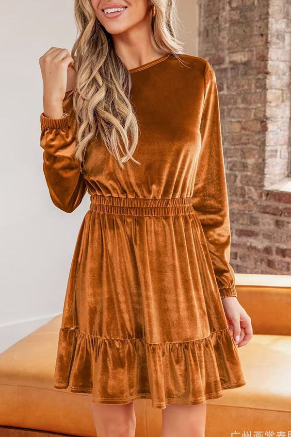 Holiday Party Waist Long Sleeve Dress