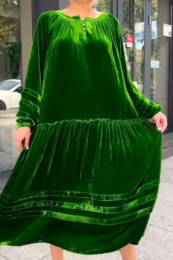 Bright Green Velvet Long Dress