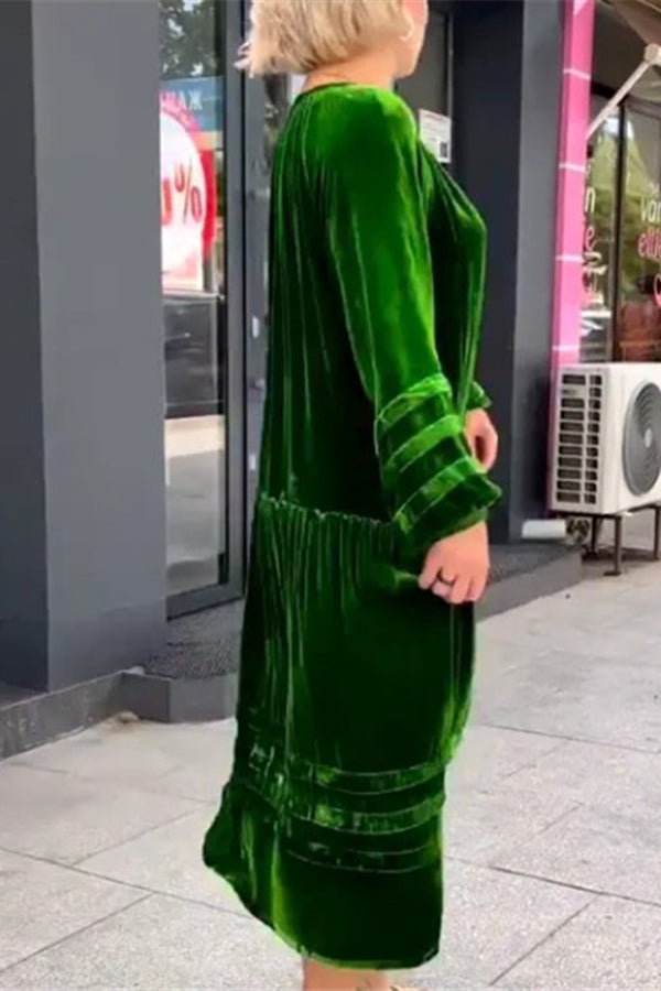 Bright Green Velvet Long Dress