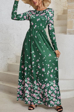 Charming Printed Long Sleeve Maxi Dress