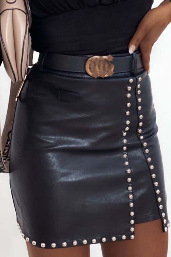 Leather Beaded Skirt