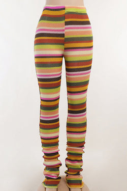 Stylish Striped Heaped Knitted Trousers