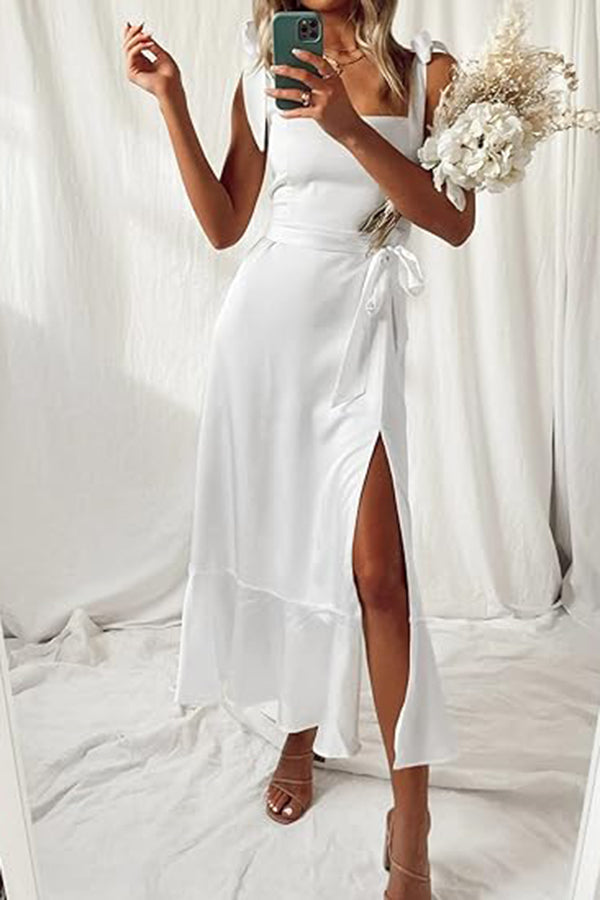 Stylish Solid Color Strapless Sleeveless Dress