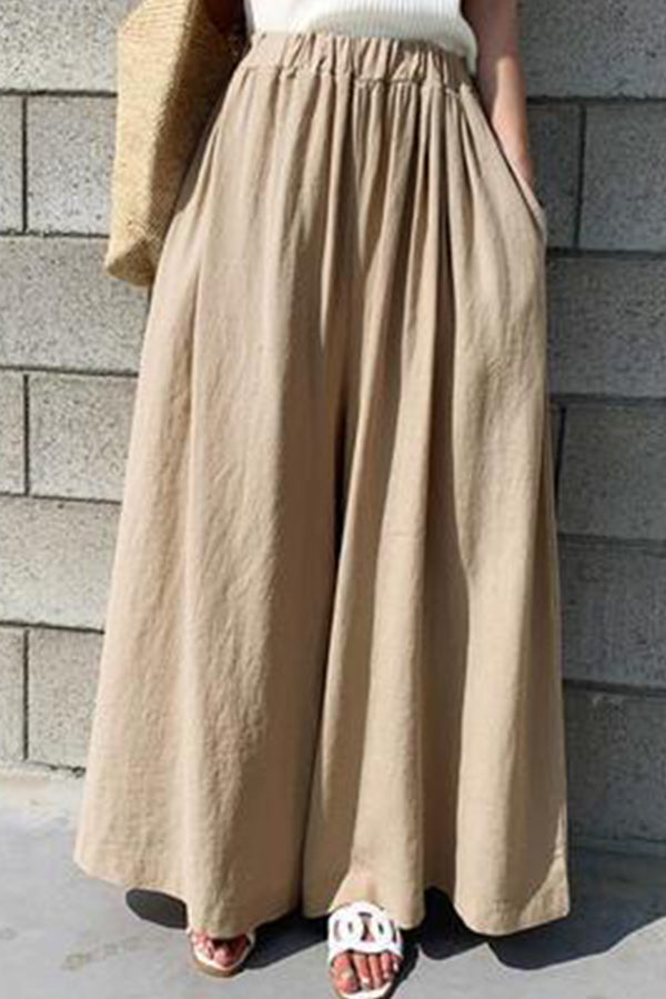 Linen Wide Leg Pants High Waist Ninth Pants