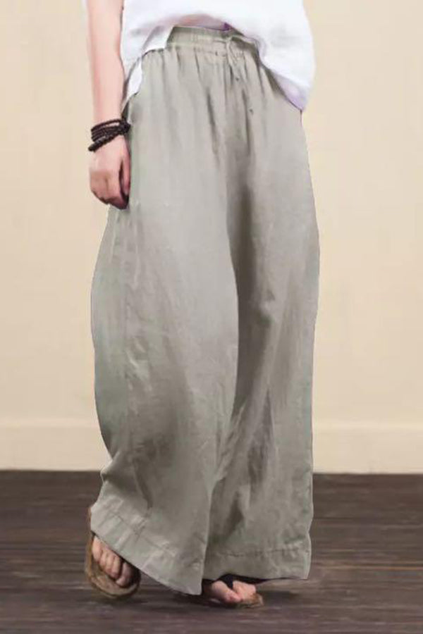 Cotton And Linen Loose Wide Leg Pants