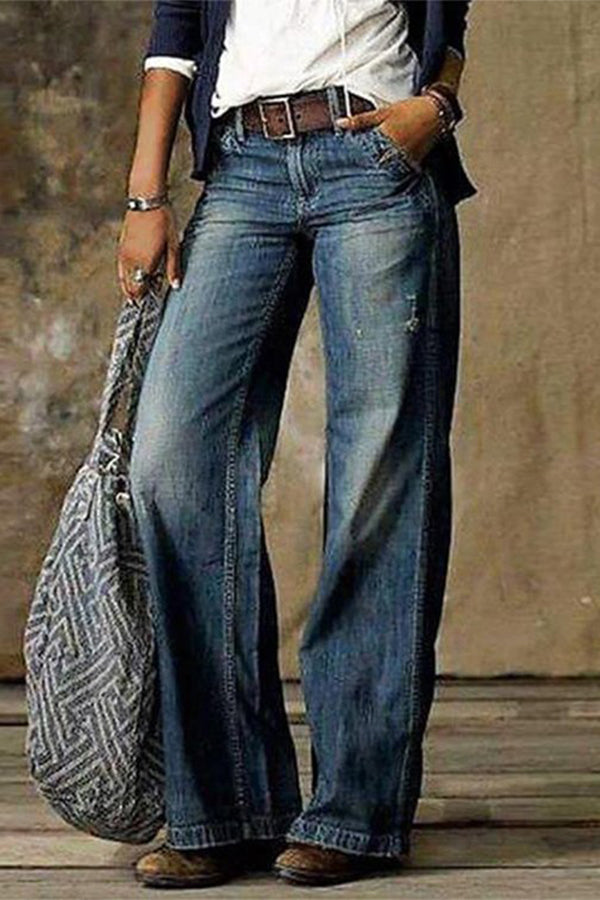 Ladies Casual Wide Leg Jeans