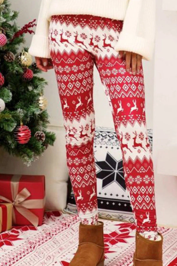 Christmas Cartoon Print Casual Pants