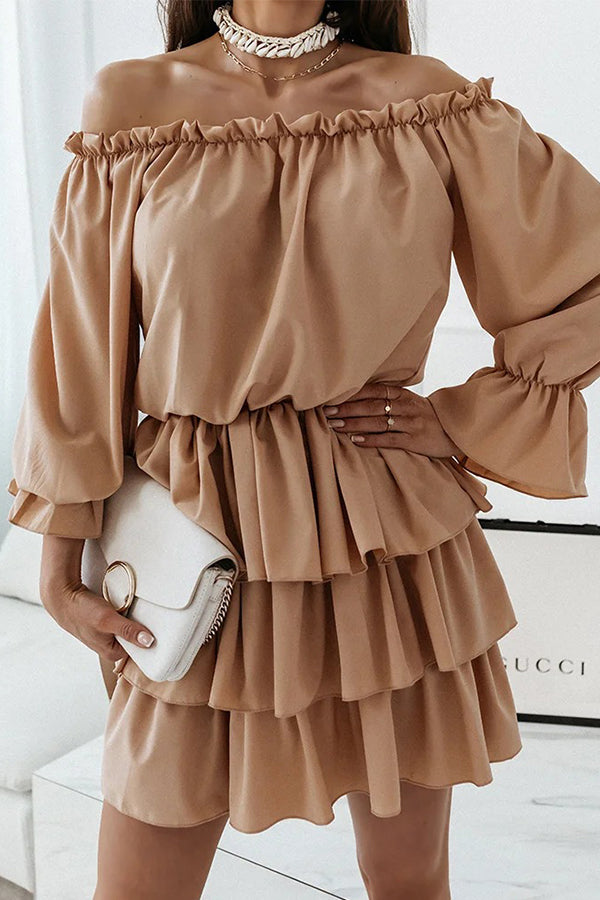 Solid Color One-neck Off-the-shoulder Irregular Dress