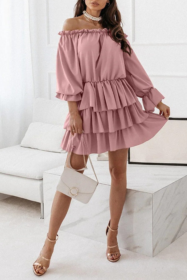 Solid Color One-neck Off-the-shoulder Irregular Dress