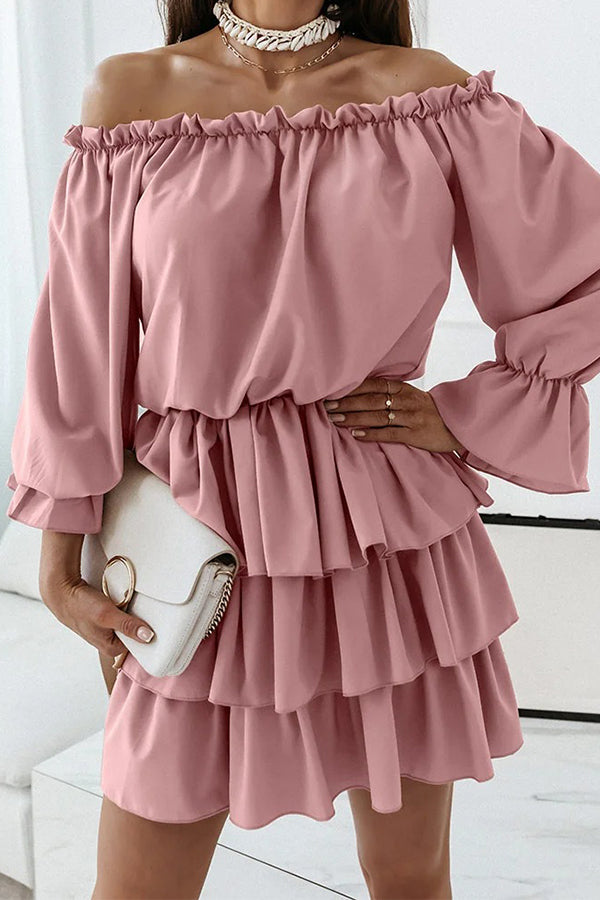 Solid Color One-neck Off-the-shoulder Irregular Dress