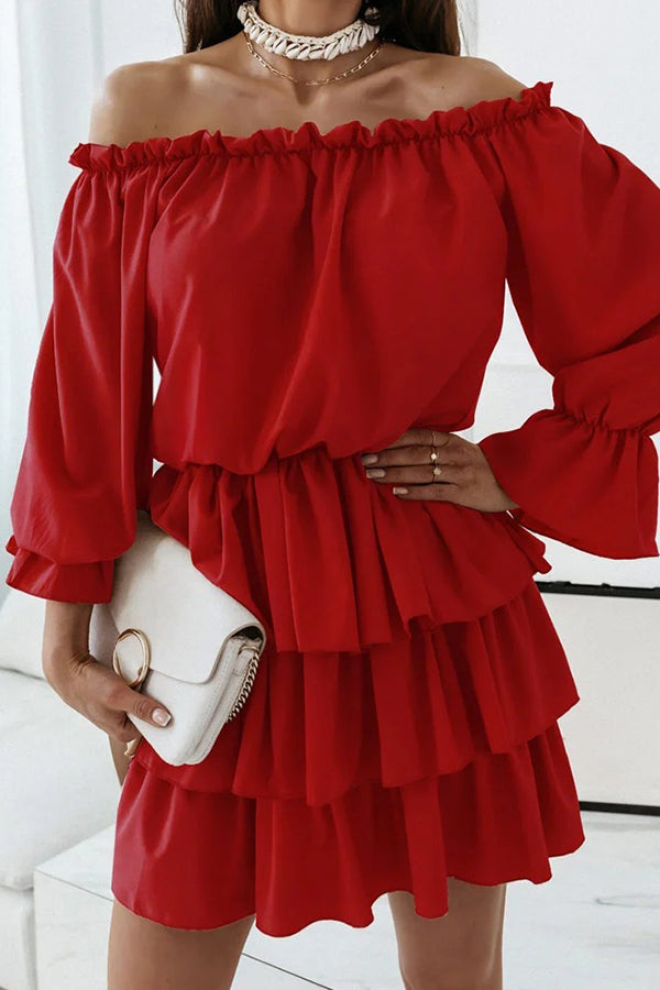 Solid Color One-neck Off-the-shoulder Irregular Dress