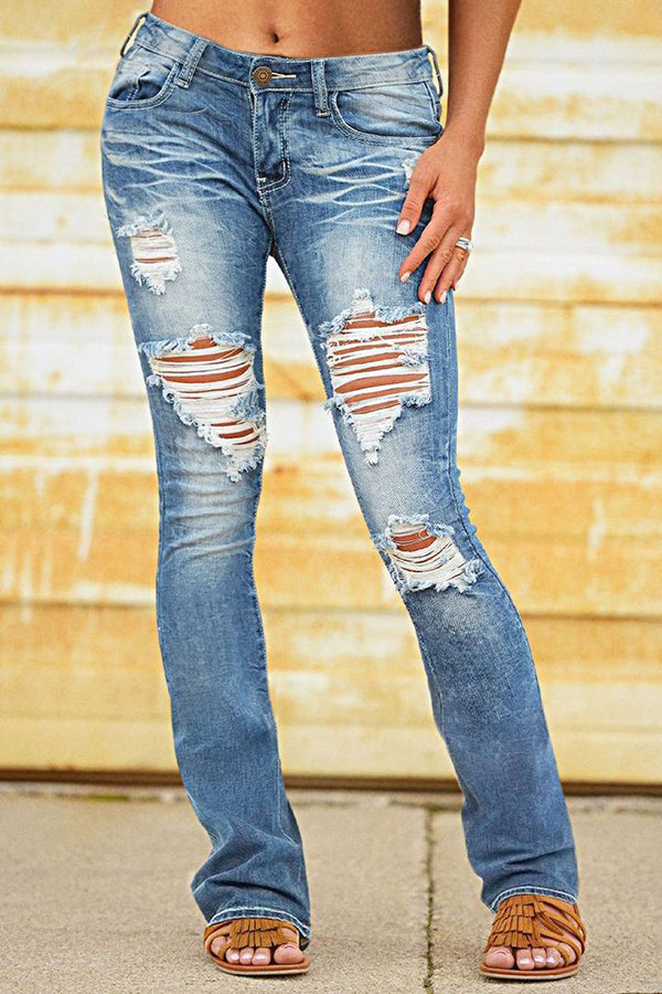 Statement Ripped Straight Vintage Jeans