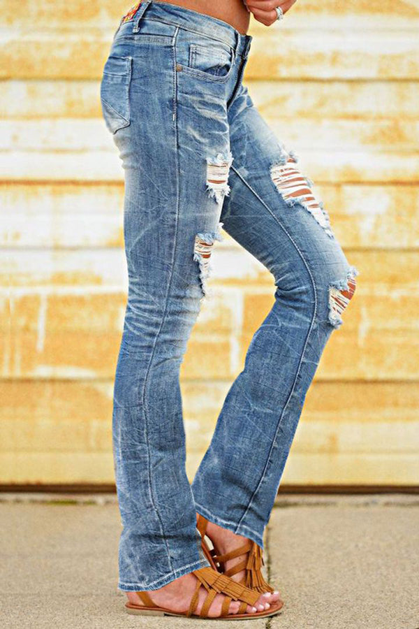 Statement Ripped Straight Vintage Jeans