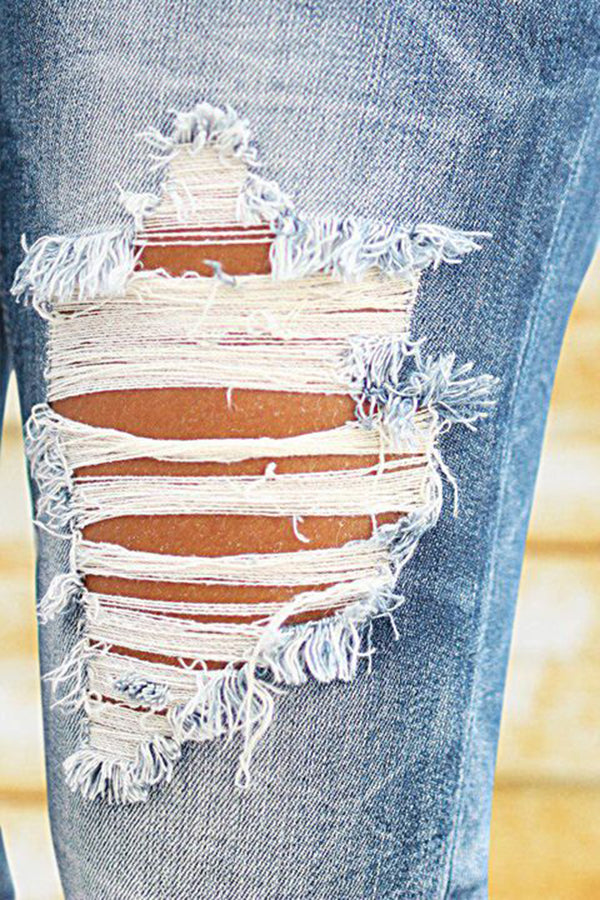 Statement Ripped Straight Vintage Jeans