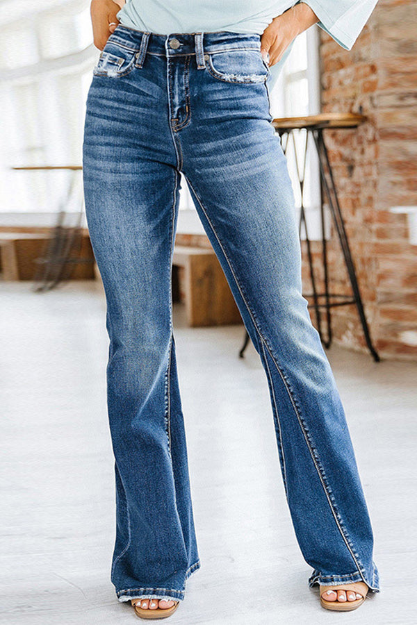 Washed High-rise Flared Jeans