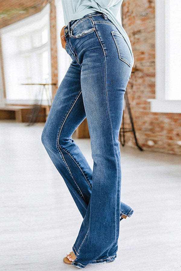 Washed High-rise Flared Jeans