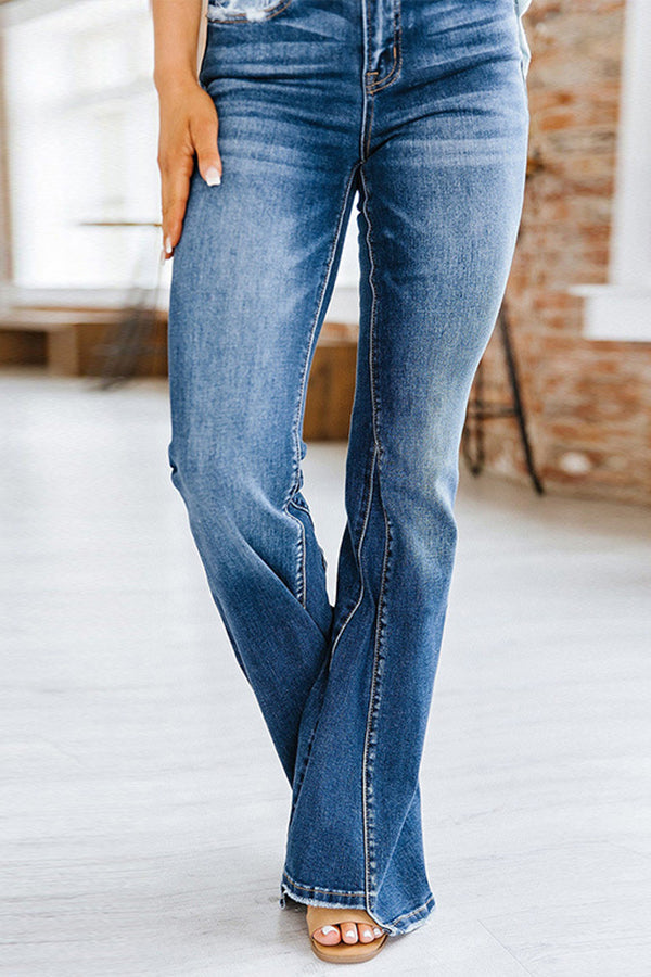 Washed High-rise Flared Jeans