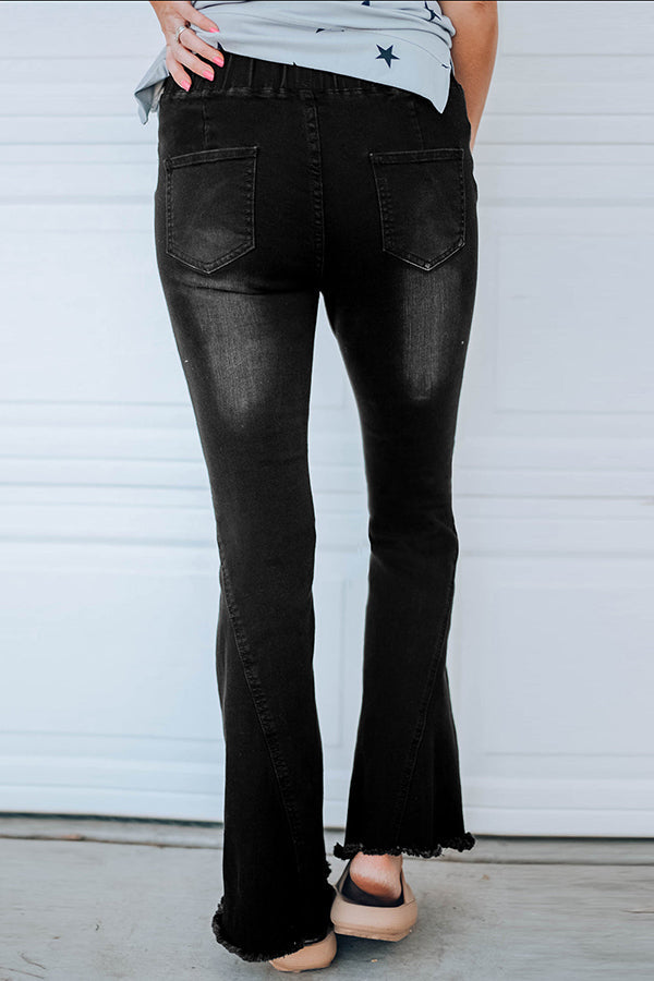 Washed High Stretch Super Hot Flared Jeans