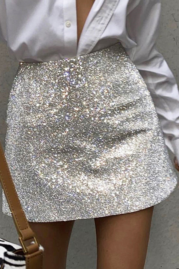 Sequin Mini Skirt Holiday Party Outfit