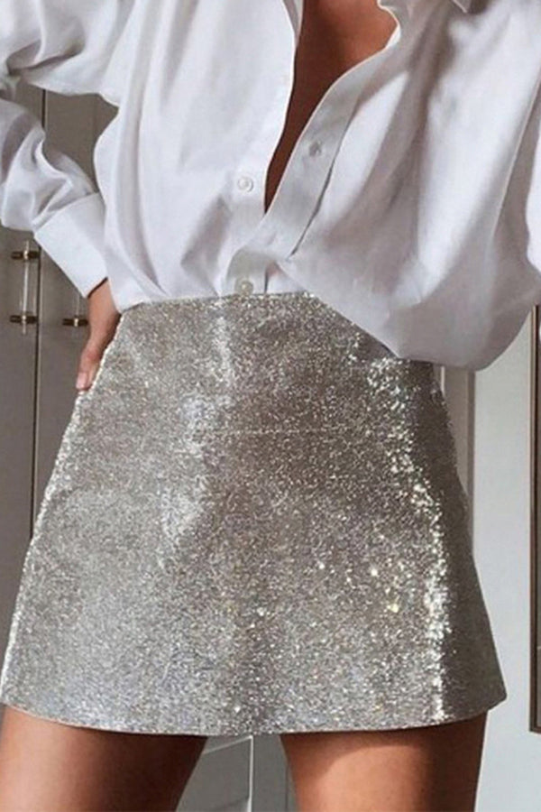 Sequin Mini Skirt Holiday Party Outfit