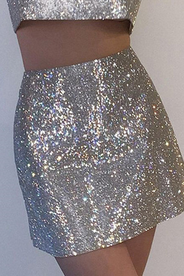 Sequin Mini Skirt Holiday Party Outfit