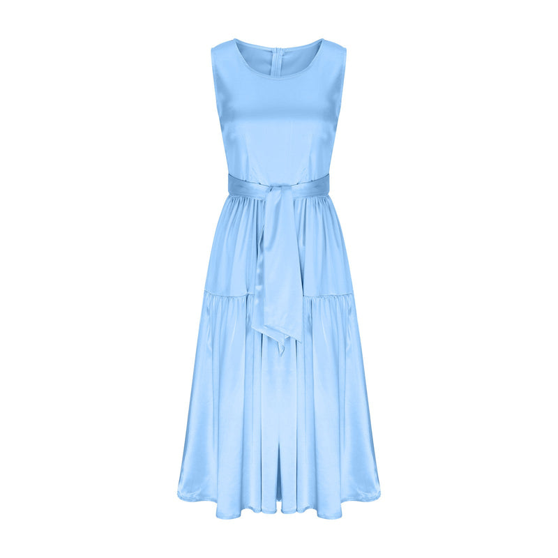 A-Line Elegant Sleeveless Bow Belt Mini Dress