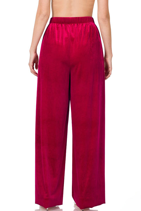 Velvet Wide Leg Pants for Christmas