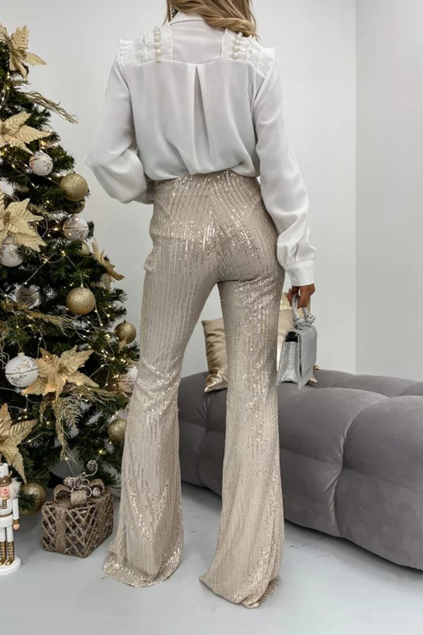 Elegant Sparkling Wide Leg Pants for Christmas Party