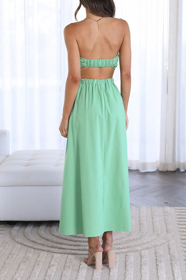 Fun Memories Strapless Pocketed Elastic Waist Midi Dress