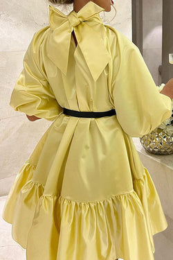 Cute Elegant Bow Puff Sleeve Princess Party Dress