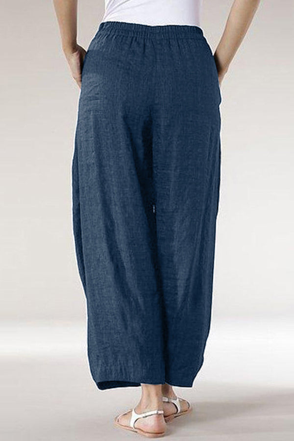 Cotton and Linen Casual Straight Pants