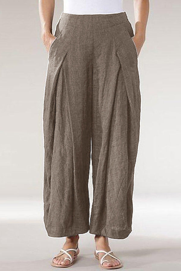 Cotton and Linen Casual Straight Pants