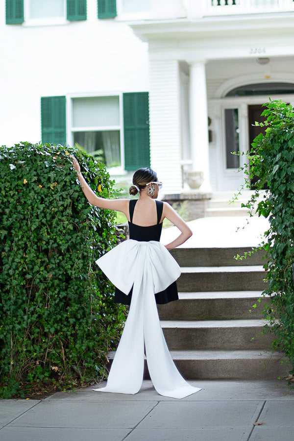 The Perfect Black and White Bow Dress