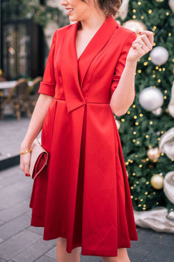 Elegant Classic Christmas Red Dress