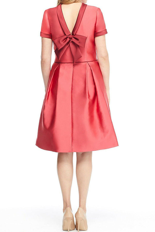 Bow Back Retro Double Face Satin Dress