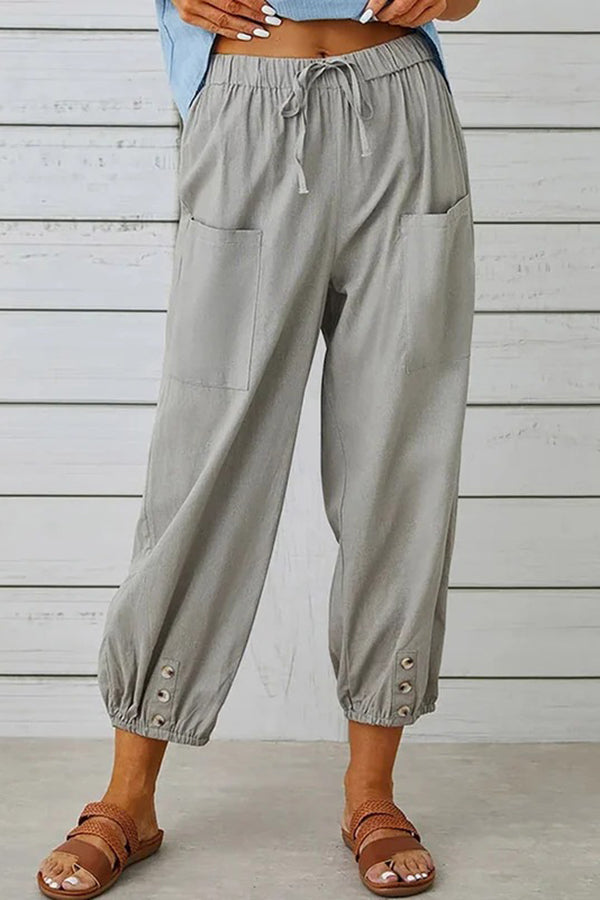 Casual Fashion Cotton Linen Cropped Pants