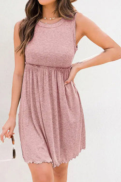 Ruffle Hem Casual Knitted Sleeveless Dress