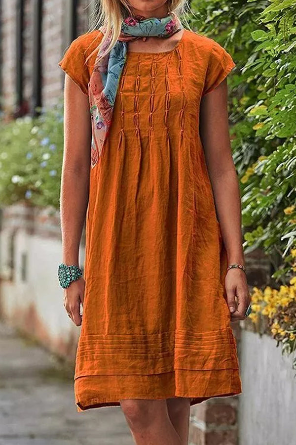 Vintage Casual Solid Linen Woman Dresses