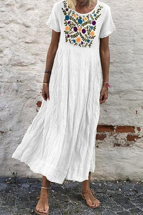 Bohemian Embroidery Casual Maxi Dress