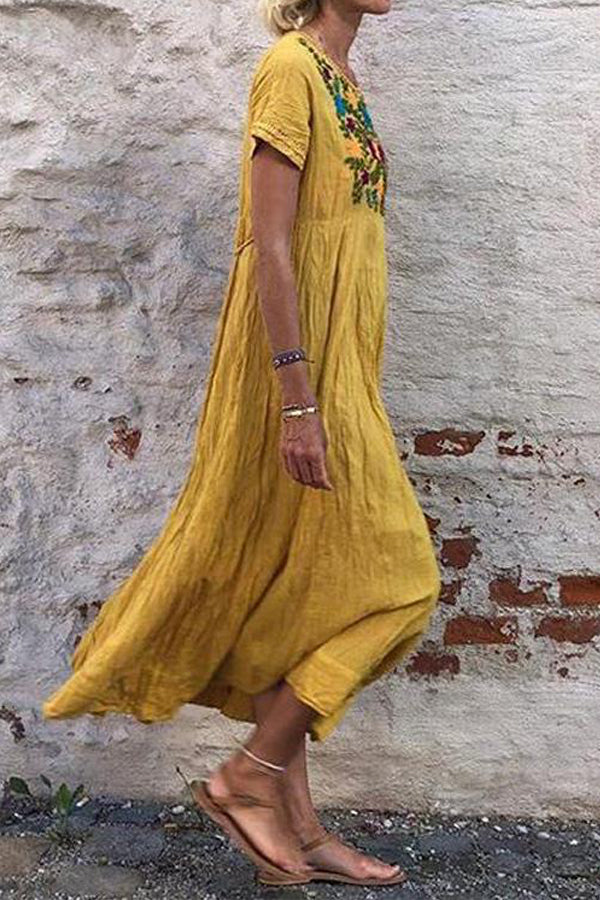 Bohemian Embroidery Casual Maxi Dress