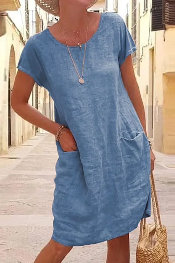 Pocket Detail Short Sleeve Casual Dress