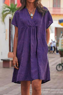 Solid Color Women's Linen Dress