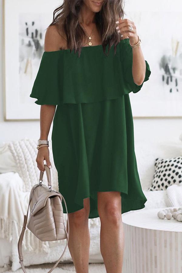 Loose Ruffled Off-the-shoulder Dress