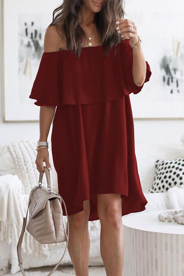 Loose Ruffled Off-the-shoulder Dress