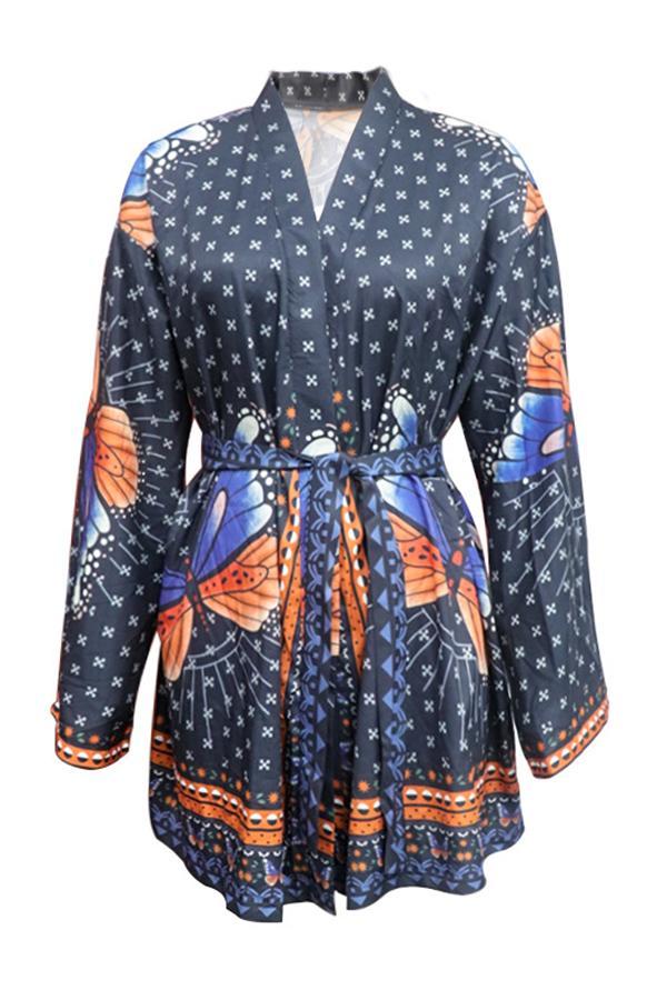 Butterfly Print Long Sleeve Dress