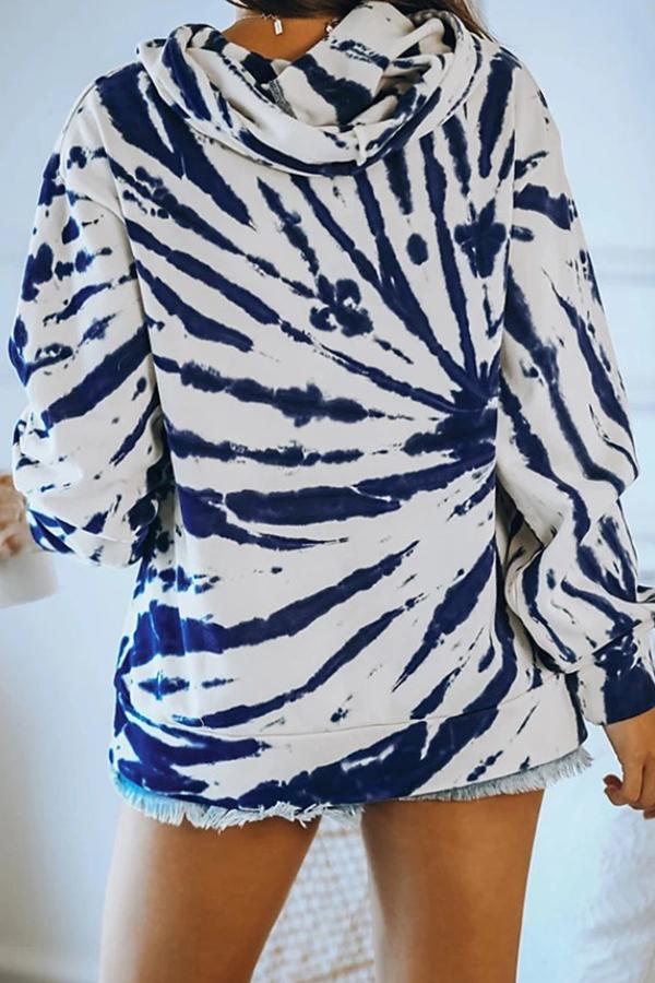 Colorful Tie-dye Hooded Drawstring Loose Sweatshirt