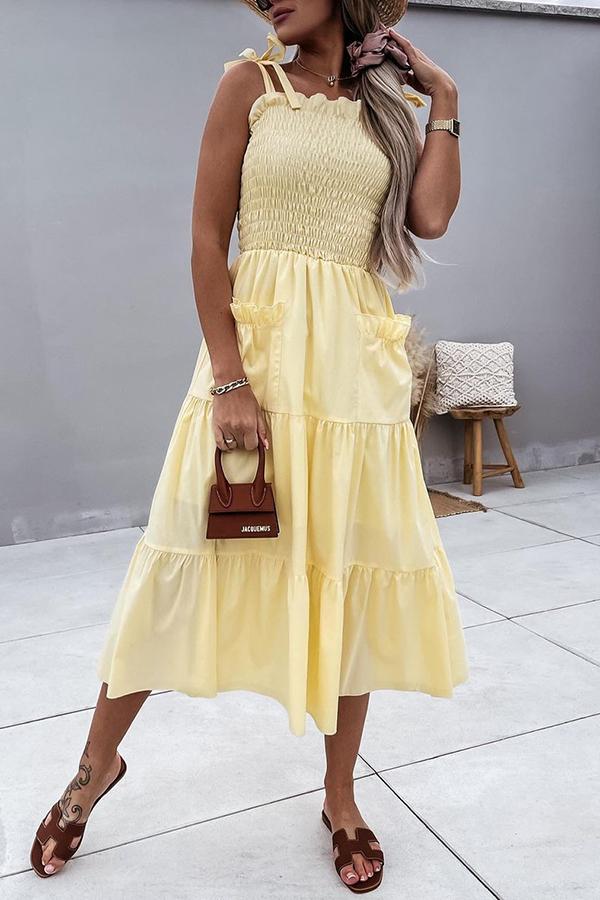 Sexy Sling Strap Solid Color Dress